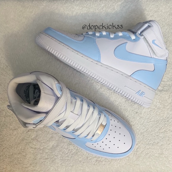 Custom Air Force 1 Mids (Baby Blue) - Picture 3 of 4